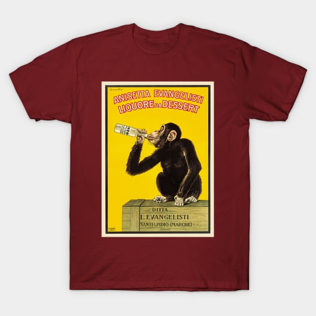 Vintage Drinking Monkey T-Shirt by pocketlama